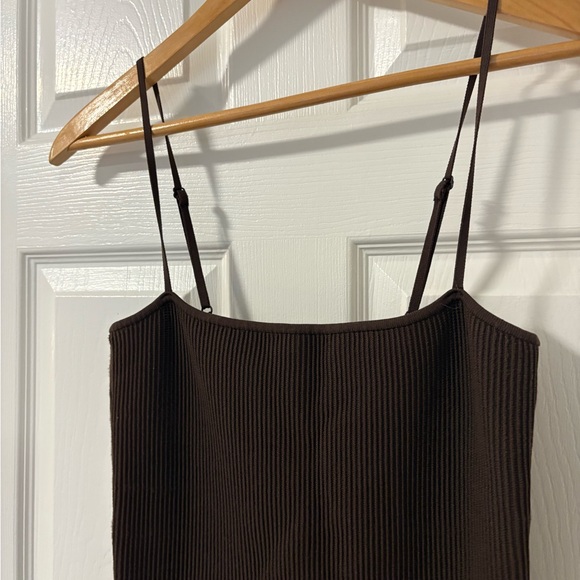 Babaton Sculpt Brown Ribbed Mini Dress - Picture 2 of 6